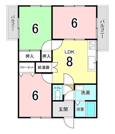 横須賀市佐野町、マンションの間取り画像です