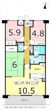 横須賀市佐原、マンションの間取り画像です