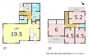 横須賀市長沢、新築一戸建ての間取り画像です