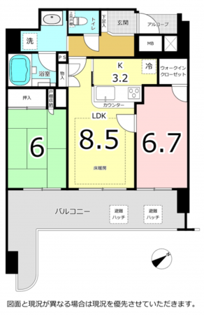 横須賀市長瀬、マンションの間取り画像です