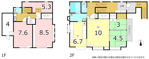 横須賀市池上、中古一戸建ての間取り画像です