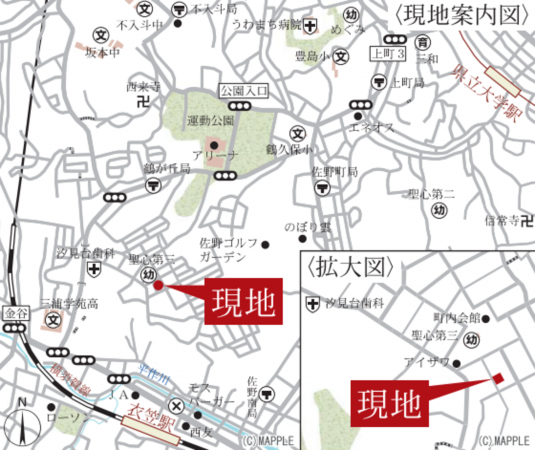 横須賀市汐見台、新築一戸建ての地図画像です