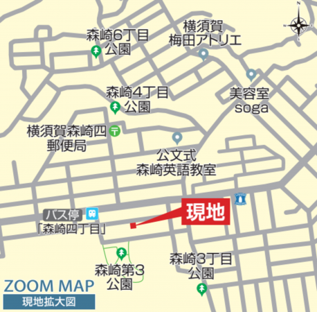 横須賀市森崎、新築一戸建ての地図画像です