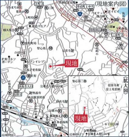 横須賀市富士見町、土地の地図画像です