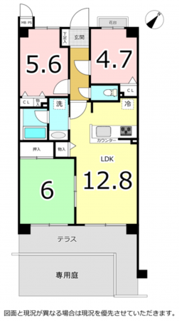 横須賀市長沢、マンションの間取り画像です