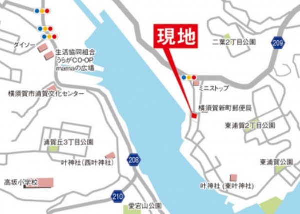 横須賀市東浦賀、土地の地図画像です