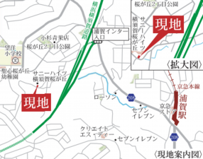 横須賀市浦賀、新築一戸建ての地図画像です