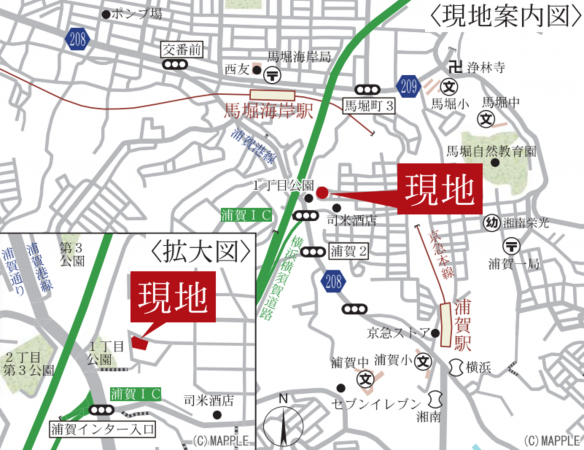 横須賀市浦上台、新築一戸建ての地図画像です