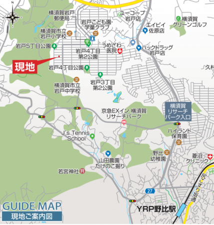 横須賀市岩戸、新築一戸建ての地図画像です