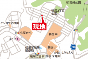 横須賀市鴨居、新築一戸建ての地図画像です