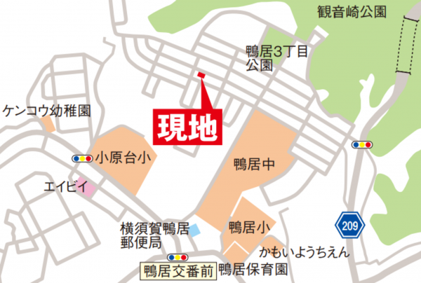 横須賀市鴨居、新築一戸建ての地図画像です