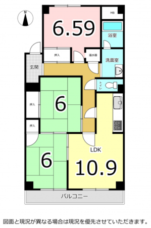 横須賀市久里浜、マンションの間取り画像です