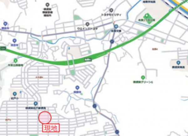 横須賀市岩戸、土地の地図画像です