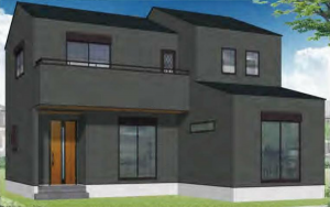 横須賀市三春町、新築一戸建ての完成予想図（外観）画像です