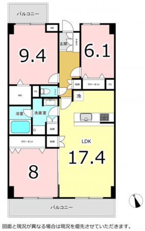 横須賀市野比、マンションの間取り画像です