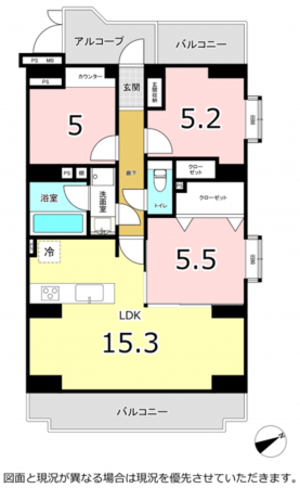 横須賀市野比、マンションの間取り画像です
