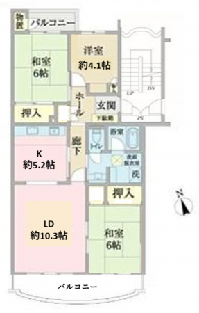 横須賀市大津町、マンションの間取り画像です
