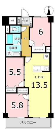 横須賀市鴨居、マンションの間取り画像です