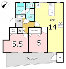 横須賀市三春町、マンションの間取り画像です