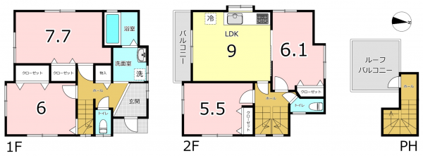 横須賀市野比、中古一戸建ての間取り画像です