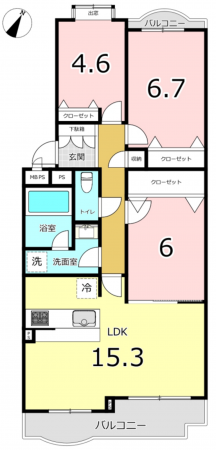 横須賀市野比、マンションの間取り画像です