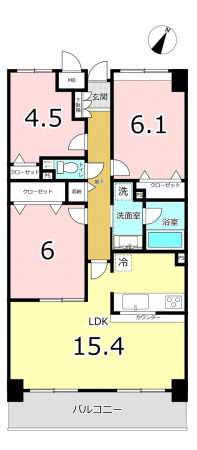 横須賀市津久井、マンションの間取り画像です