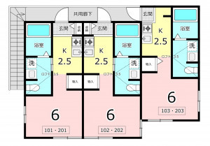 横須賀市富士見町、収益物件/アパートの間取り画像です