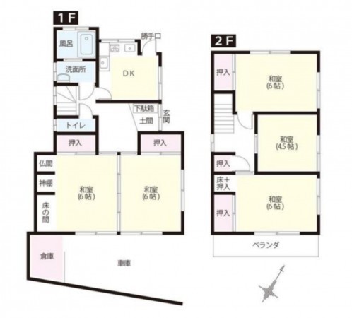 福知山市字前田、中古一戸建ての間取り画像です