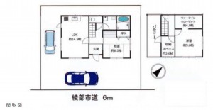 綾部市渕垣町、中古一戸建ての間取り画像です