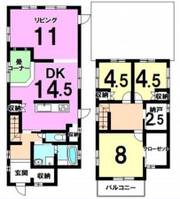 舞鶴市矢之助町、中古一戸建ての間取り画像です