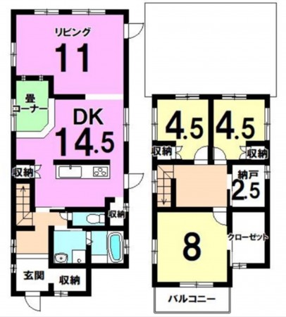 舞鶴市矢之助町、中古一戸建ての間取り画像です