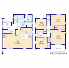 舞鶴市字七日市、新築一戸建ての間取り画像です