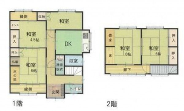 鳥取市用瀬町用瀬、中古一戸建ての間取り画像です