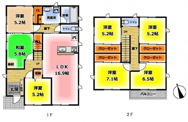 鳥取市西品治、中古一戸建ての間取り画像です