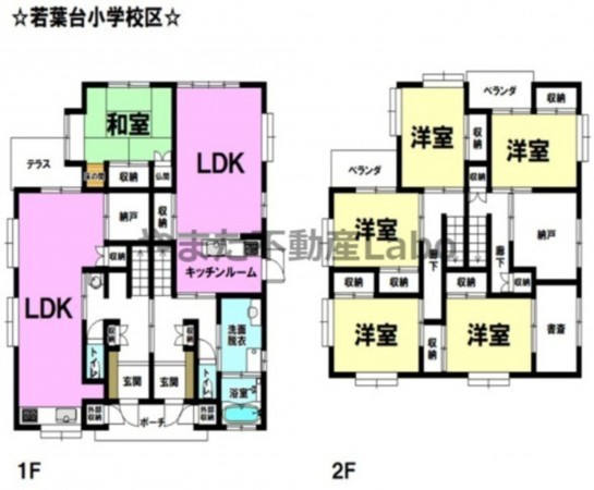 鳥取市若葉台南、中古一戸建ての間取り画像です