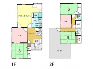 鳥取市国府町新町、中古一戸建ての間取り画像です