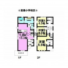 鳥取市西品治、中古一戸建ての間取り画像です