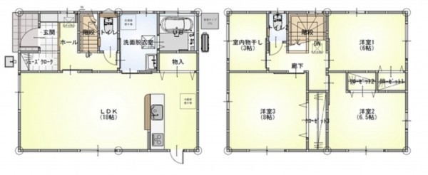 松江市玉湯町玉造、新築一戸建ての間取り画像です