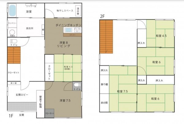 鳥取市桂見、中古一戸建ての間取り画像です