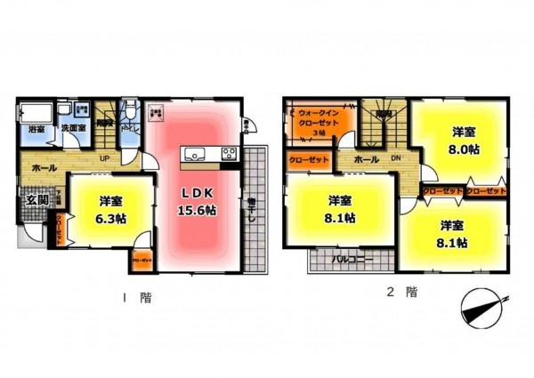 鳥取市浜坂、中古一戸建ての間取り画像です