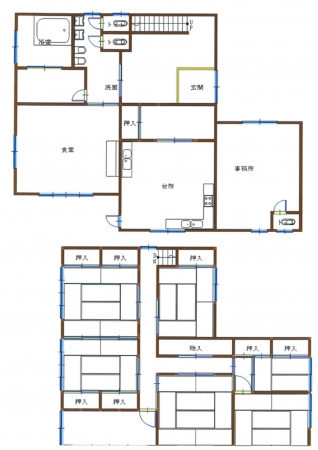 松江市鹿島町名分、中古一戸建ての間取り画像です