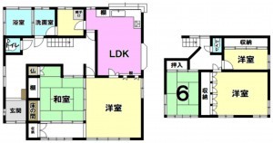 松江市東津田町、中古一戸建ての間取り画像です