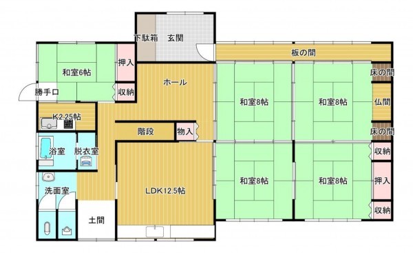 鳥取市河原町佐貫、新築一戸建ての間取り画像です