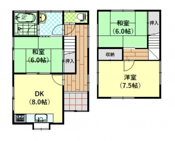 鳥取市面影、中古一戸建ての間取り画像です