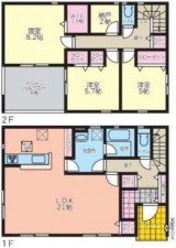 鳥取市行徳、新築一戸建ての間取り画像です