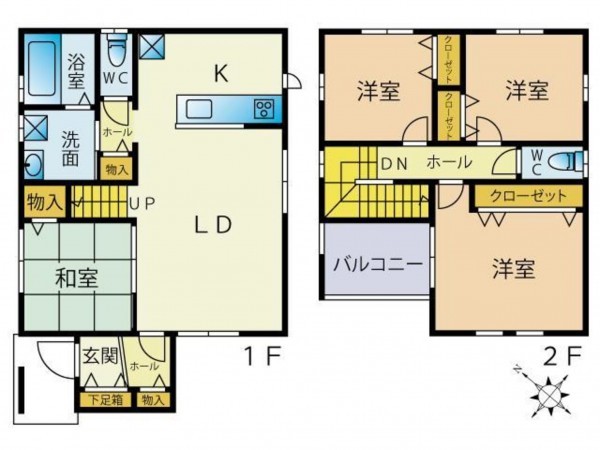 鳥取市浜坂、新築一戸建ての間取り画像です