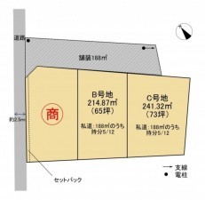 米子市両三柳、土地の間取り画像です