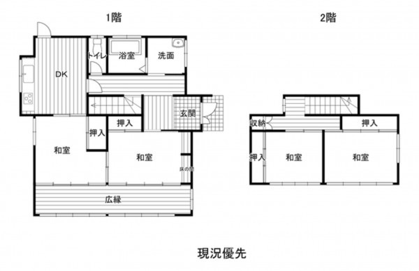 松江市古志原、中古一戸建ての間取り画像です