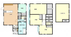 八頭郡八頭町郡家、中古一戸建ての間取り画像です