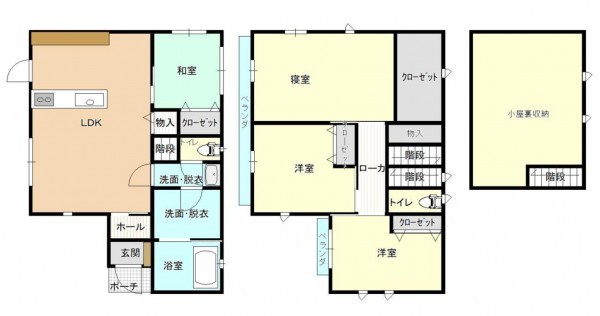 八頭郡八頭町郡家、中古一戸建ての間取り画像です